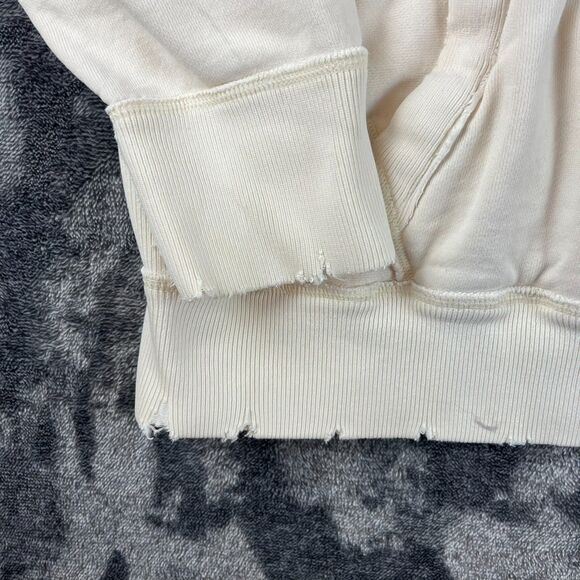 Vtg Y2K Abercrombie & Fitch Waffle Hoodie Pullover Spellout Distressed Men's L* - Picture 3 of 16